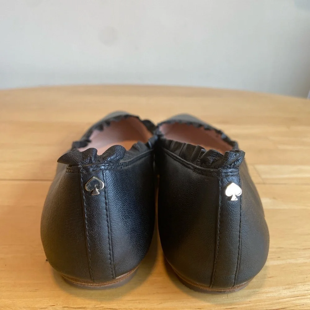 Kate Spade Nicole Black Ruffle Trim Ballet Flats 7.5